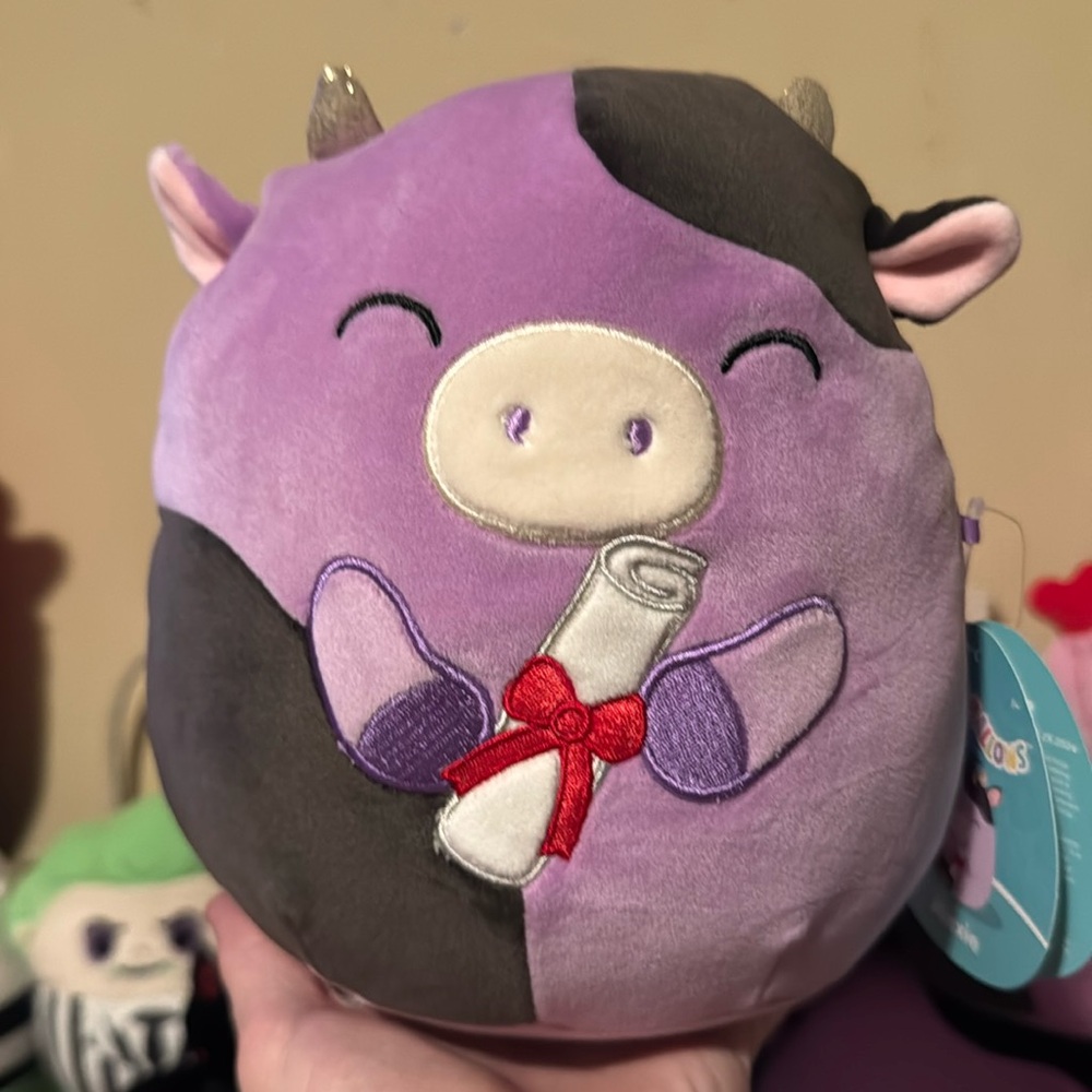 Alexie the cow graduation edition squishmallow NWT defect